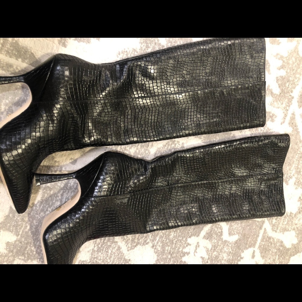 Stuart Weitzman Black Croc Parton Boots - Picture 2 of 4